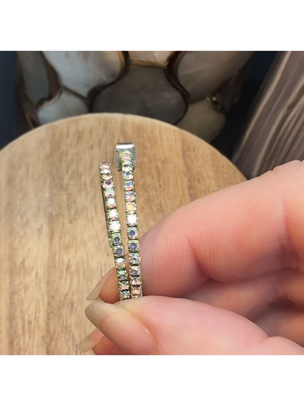 All About AB Green Crystal Hoops